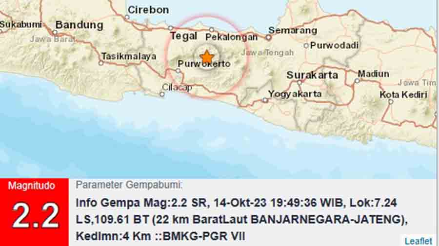 Gempa 2,2 M Guncang Banjarnegara, Kedalaman 4 KM