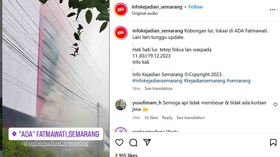 ADA Swalayan Fatmawati Semarang Kebakaran