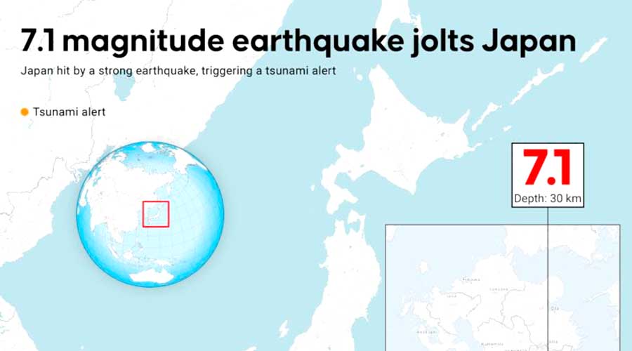 Jepang Diguncang Gempa M 7,1, Peringatan Tsunami Dikeluarkan