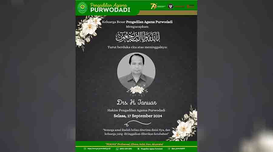 Hakim PA Purwodadi Meninggal di Kos, Ungkapan Duka Masih Mengalir