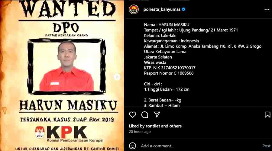 Sejumlah Polres di Jateng Unggah Edarkan Surat DPO Harun Masiku