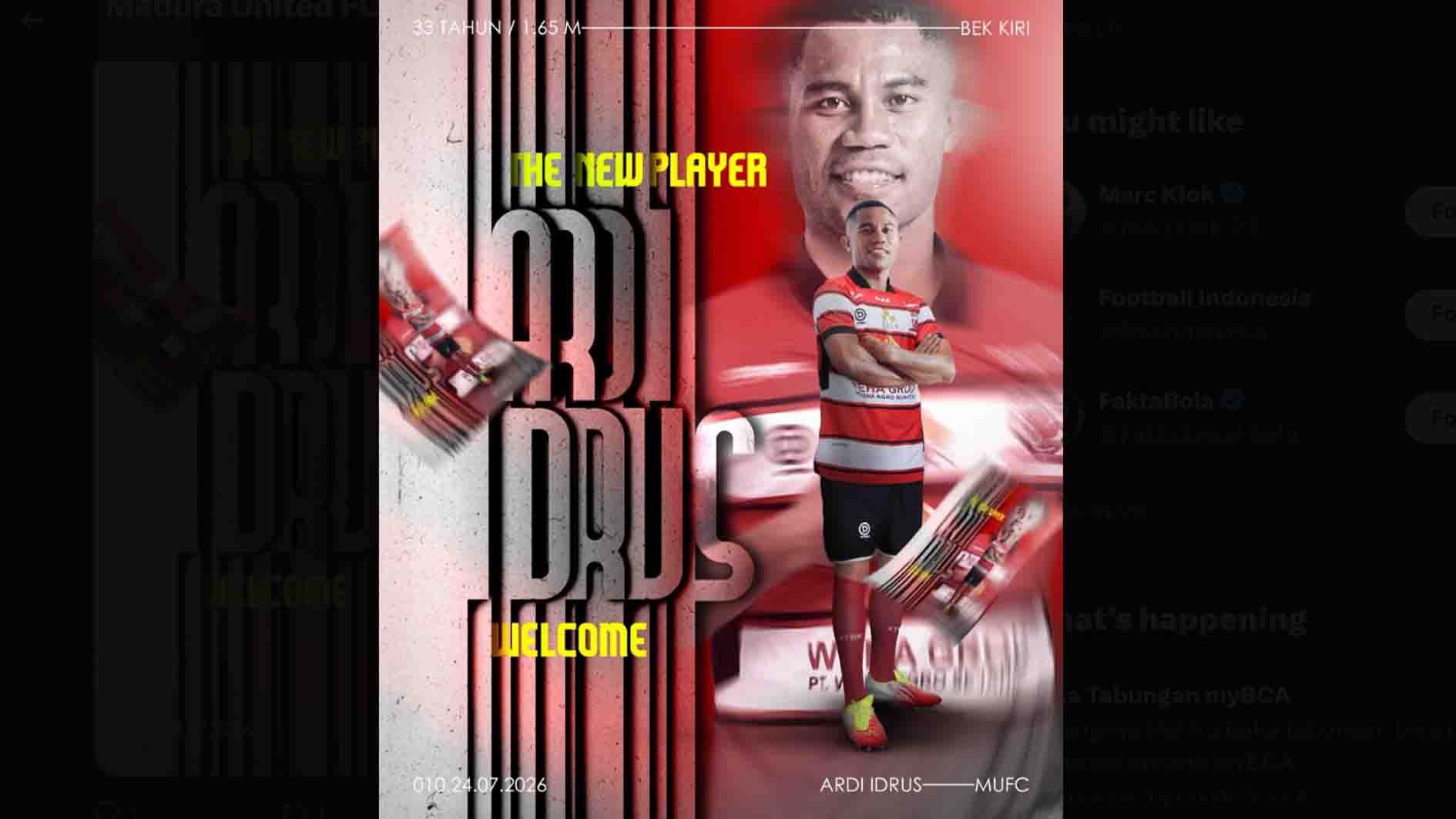 Madura United Lengkapi Kebutuhan Tim dengan Merekrut Ardi Idrus